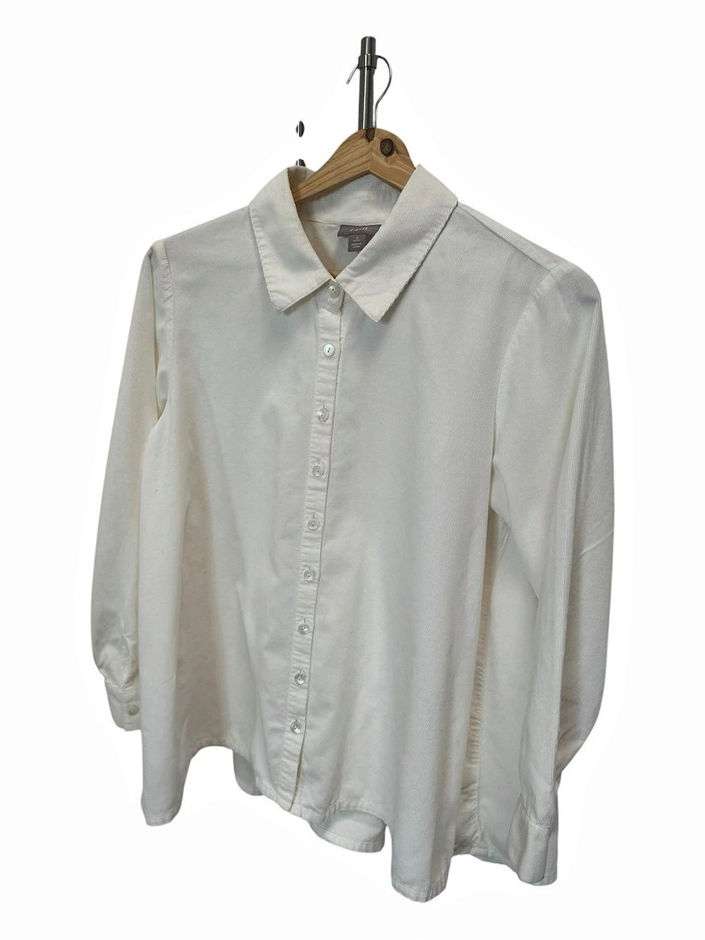 J. Jill Soft White Ivory 100% Cotton Corduroy A-Line Button Down Shirt Size Smal